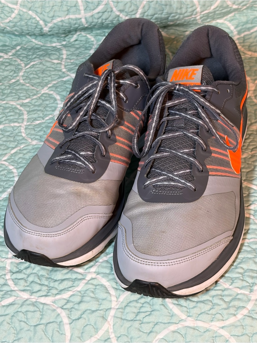 Nike Men's Gray and Orange Athletic Running Sneakers